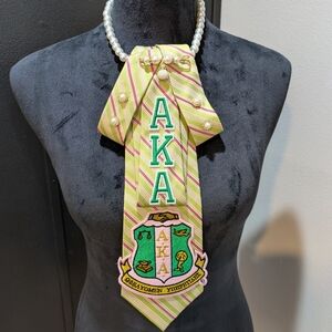 AKA Striped Necktie with Pearls